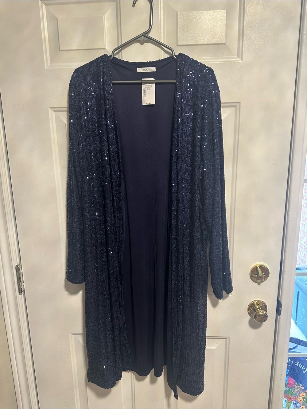 Ricki's Navy Blue Sequin Long Cardigan